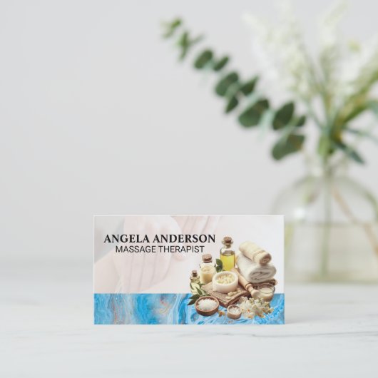Badzout en Spa Massage Oliën Visitekaartje (Staand voorkant)