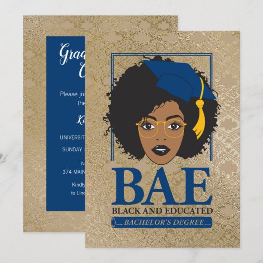 BAE Black en Afstuderen van opgeleide bachelor Kaart (Voorkant / Achterkant)