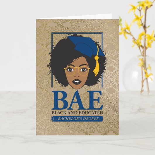 BAE Black en Afstuderen van opgeleide bachelor Kaart (Gele Bloem)