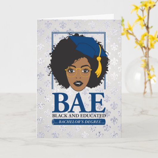 BAE Black en Afstuderen van opgeleide bachelor Kaart (Gele Bloem)