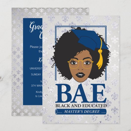 BAE Black en Opgeleid masterdiploma Afstuderen Kaart (Voorkant / Achterkant)
