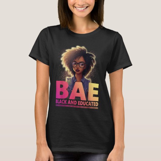BAE Black en Opgeleide maand zwarte geschiedenis T-shirt (Voorkant)