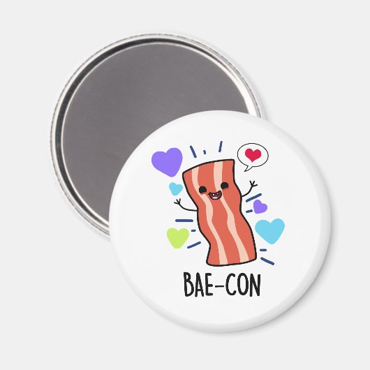 Bae-con Funny Bacon Pun Magneet (Voorkant / Achterkant)