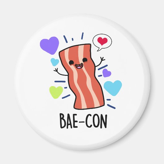 Bae-con Funny Bacon Pun Magneet (Voorkant)