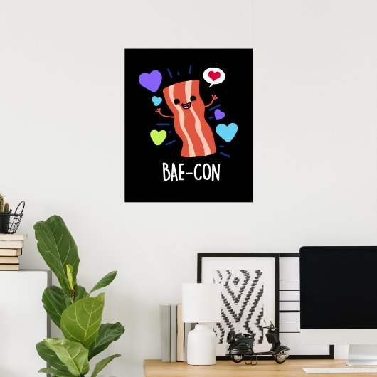 Bae-con Funny Bacon Pun Poster (Thuiskantoor)