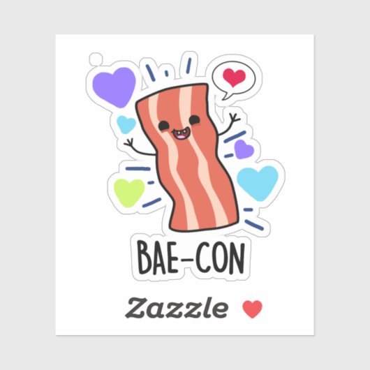 Bae-con Funny Bacon Pun Sticker (Vel)