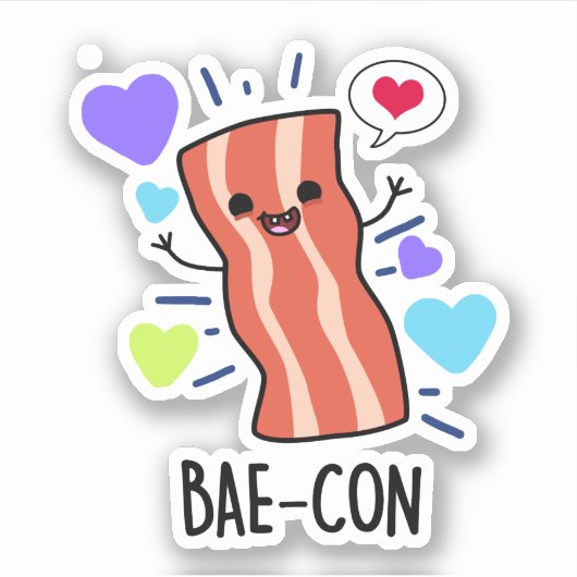 Bae-con Funny Bacon Pun Sticker (Voorkant)
