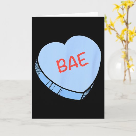 “bae” Conversation Hearts Valentijnsdag  Kaart (Gele Bloem)