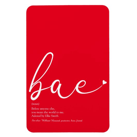 Bae Definitie Elegante Script Liefdeshart Magneet (Verticaal)