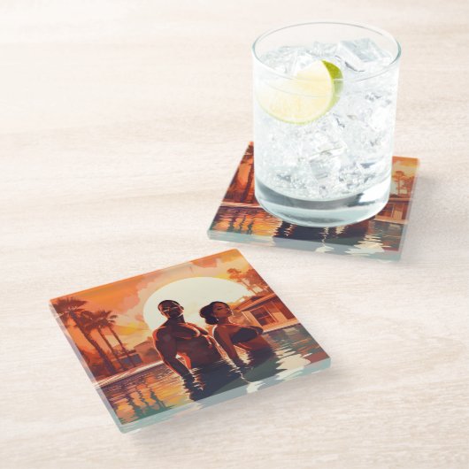 BAE-KATION #2 GLAZEN ONDERZETTER (Schuin)