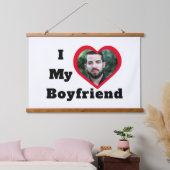 Bae Persoonlijke Aangepaste Foto Ik Hou van Mijn V Hangend Wandkleed (Slaapkamer)