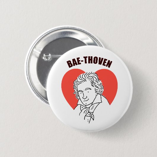 Bae-Thoven Klassieke Muziek Pun Button Pin (Voorkant /achterkant)