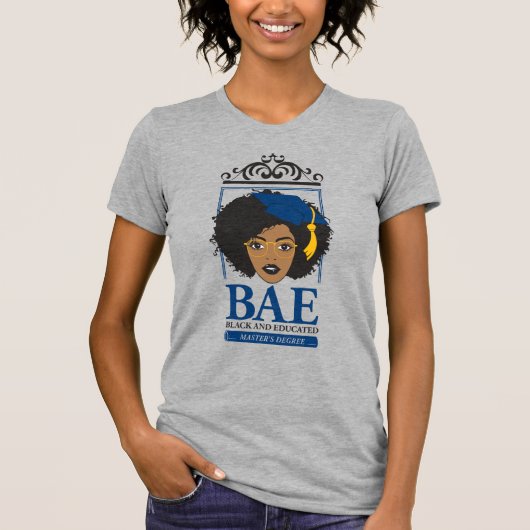 BAE Zwart en Opgeleide Master's Afstuderen T-shirt (Voorkant)