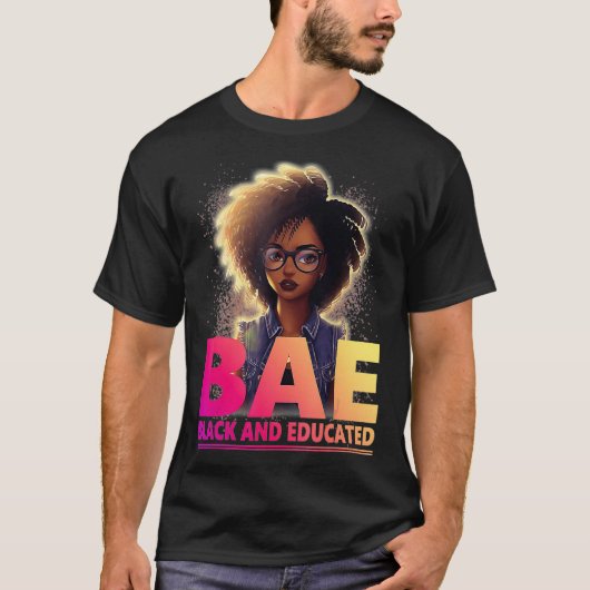 BAE Zwart en opgeleide zwarte geschiedenis maand t T-shirt (Voorkant)