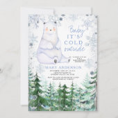 Baer Winter Sneeuwvlokken Bos Dier Baby shower Kaart (Voorkant)