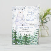 Baer Winter Sneeuwvlokken Bos Dier Baby shower Kaart (Staand voorkant)