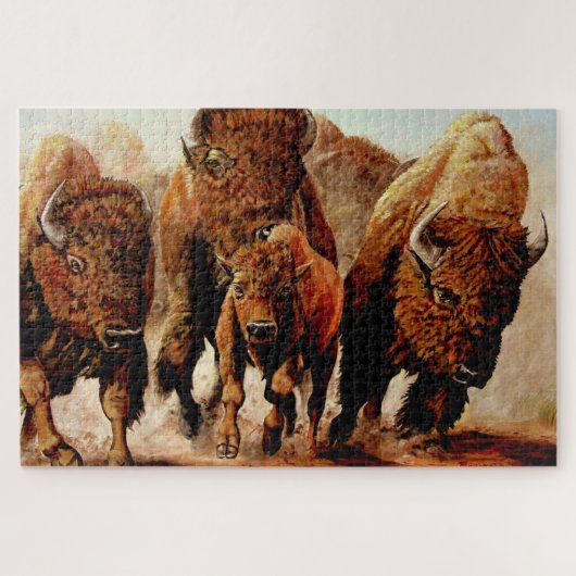 Baffalo/Bison met kalf, bollen, 1014 stuk Legpuzzel (Horizontaal)
