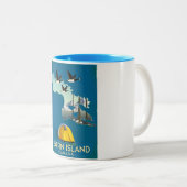 Baffin Island kaart Canada reisposter Tweekleurige Koffiemok (Voorkant rechts)