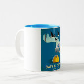 Baffin Island kaart Canada reisposter Tweekleurige Koffiemok (Voorkant links)