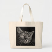 Bag Art Cat Face Grote Tote Bag (Voorkant)