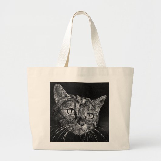 Bag Art Cat Face Grote Tote Bag (Voorkant)