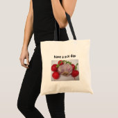 Bag knoflook met tekst: "Heb een leuke dag* Tote Bag (Voorkant (product))