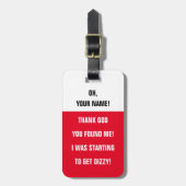 BAG LABEL -<Custom name>Ik word duizelig! Bagagelabel (Voorkant verticaal)