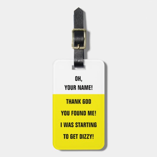 BAG LABEL -<Custom name>Ik word duizelig! Bagagelabel (Voorkant verticaal)