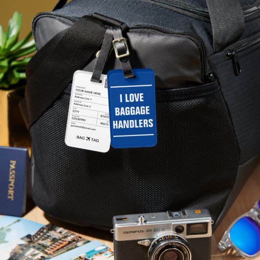 BAG LABEL - Ik hou van bagagemanagers. Bagagelabel (Voorkant /achterkant)