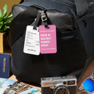 BAG-LABEL - Inchecken, pinda's, Herhalen Bagagelabel