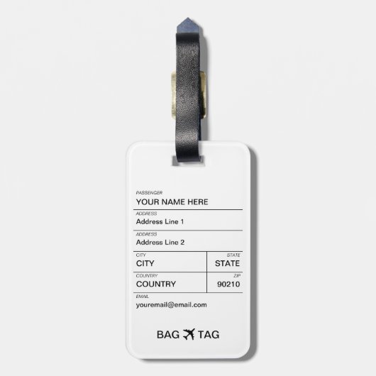 BAG-LABEL - Pilootstapes Bagagelabel (Achterkant verticaal)