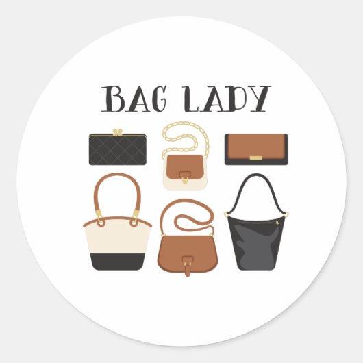 Bag Lady Ronde Sticker (Voorkant)