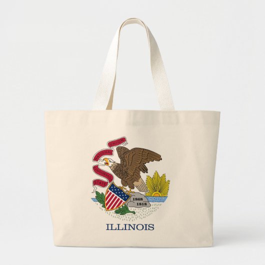 Bag met vlag van Illinois State - Verenigde Staten Grote Tote Bag (Voorkant)