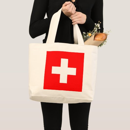 Bag met vlag van Zwitserland Grote Tote Bag (Voorkant (product))
