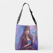 Bag Mooie vrouwenfee en blauwe vlinders Crossbody Tas (Achterkant)