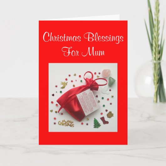 Bag of Christmas Blessings for Mum Card with Verse Feestdagen Kaart (Voorkant)