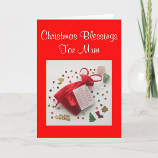 Bag of Christmas Blessings for Mum Card with Verse Feestdagen Kaart