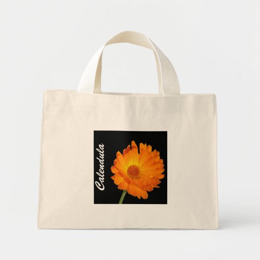 Bag - Oranje Calendula met waterdruppels Mini Tote Bag (Voorkant)