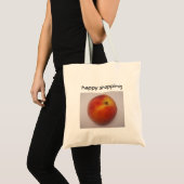Bag  perziken met tekst: "happy shopping" tote bag (Voorkant (product))