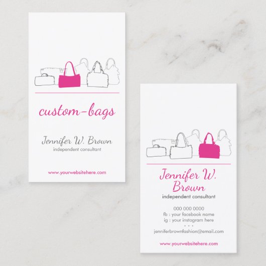 Bag Store Pink Accessoires Girly Boutique Visitekaartje (Voorkant / Achterkant)