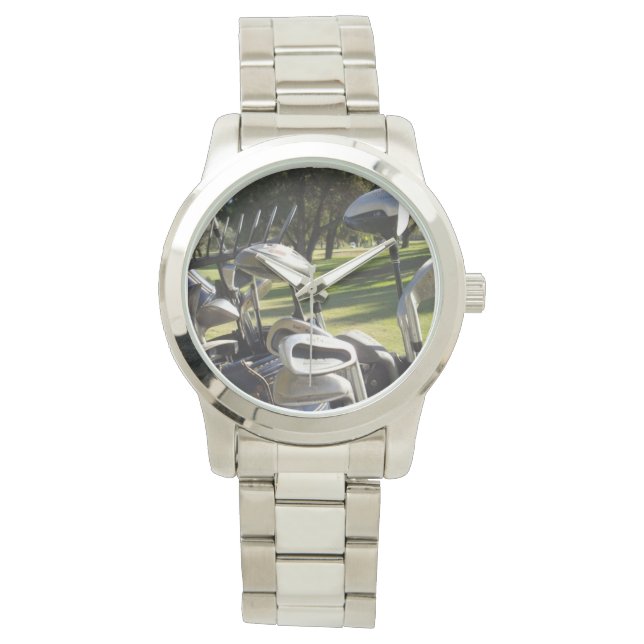 Bag van golfclubs, check, horloge (Voorkant)