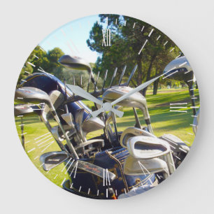 Bag vol Golfclubs, wandklok