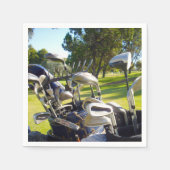 Bag vol met Golfclubs, papierstof servetten (Voorkant)
