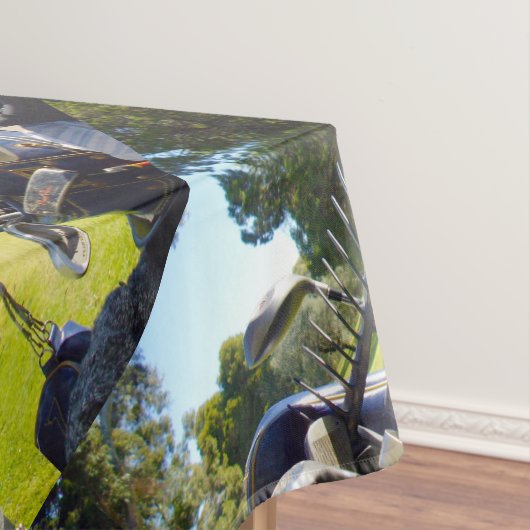 Bag vol met golfclubs, tafelkleed (Voorbeeld)