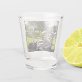 Bag vol met golfclubs, warm glas (Achterkant)