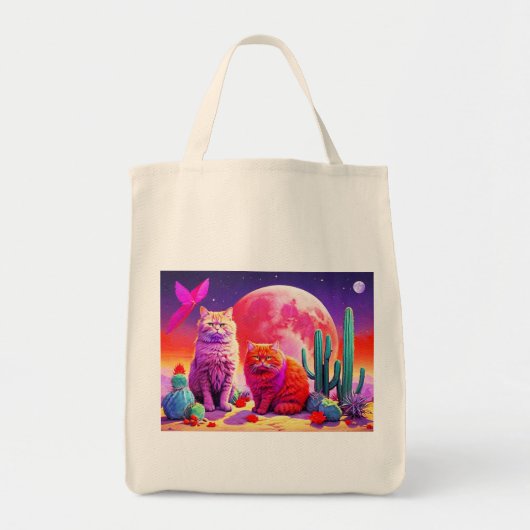 Bag with Cat Illustration Tote Bag (Voorkant)