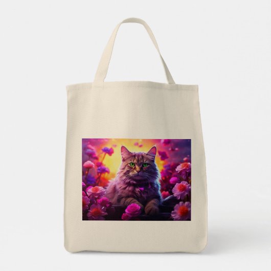 Bag with Cat Illustration Tote Bag (Achterkant)