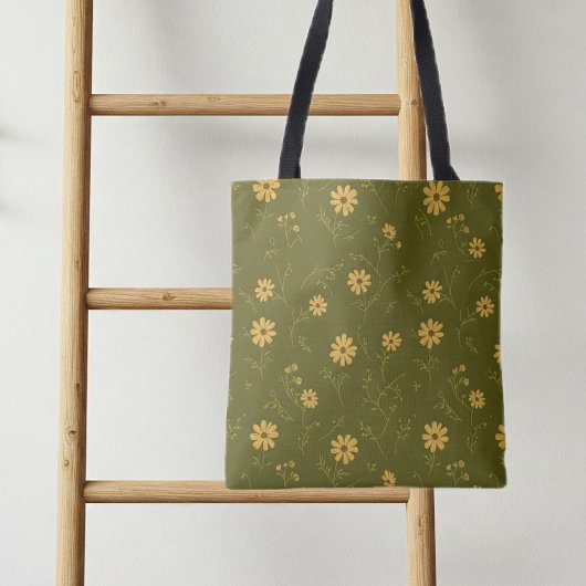Bag with daisies, shopping bag with charming  tote bag