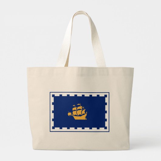 Bag with Flag of Quebec City, Canada Grote Tote Bag (Achterkant)
