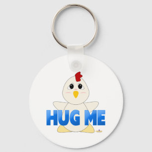 Bagable White Chicken Blue Hug me Sleutelhanger